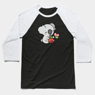 Cute Koala Bear Sipping Bubble Tea - Kawaii Boba Baseball T-Shirt